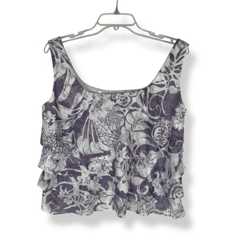 Alex Evenings Ruffle Tank Top Womens Size 1X Plus Size Fairy Coquette Burnout
